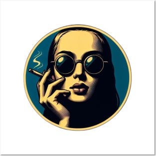 cool stoner girl smoking Posters and Art